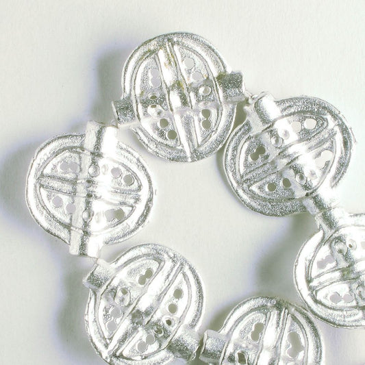 Pewter Beads, Silver Plated - 8" Strand