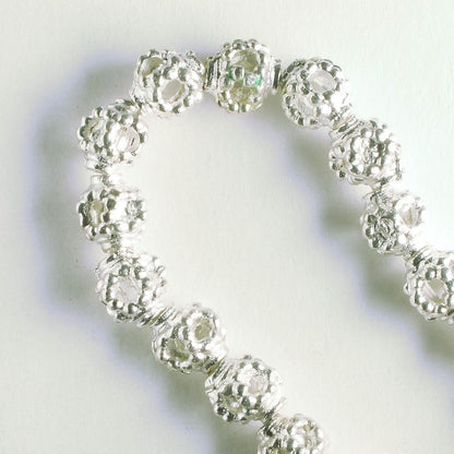 Pewter Beads, Silver Plated - 8" Strand