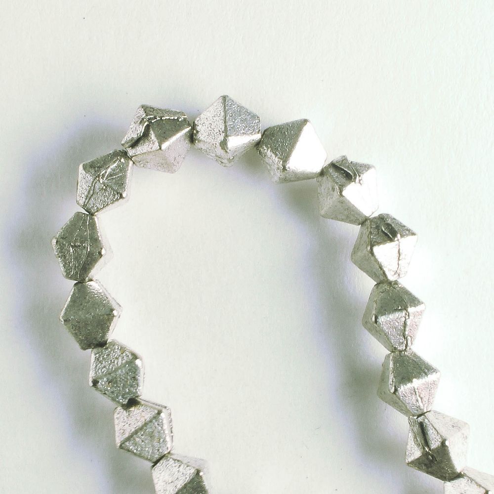 Pewter Beads, Silver Plated - 8" Strand