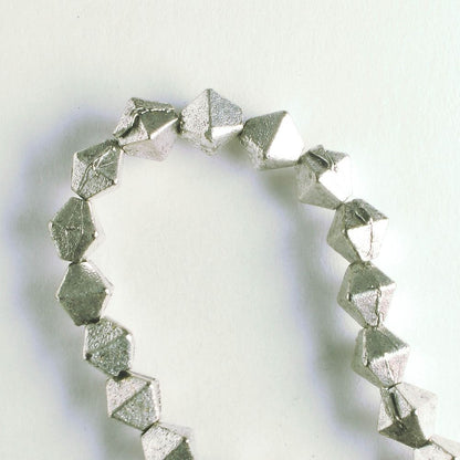 Pewter Beads, Silver Plated - 8" Strand