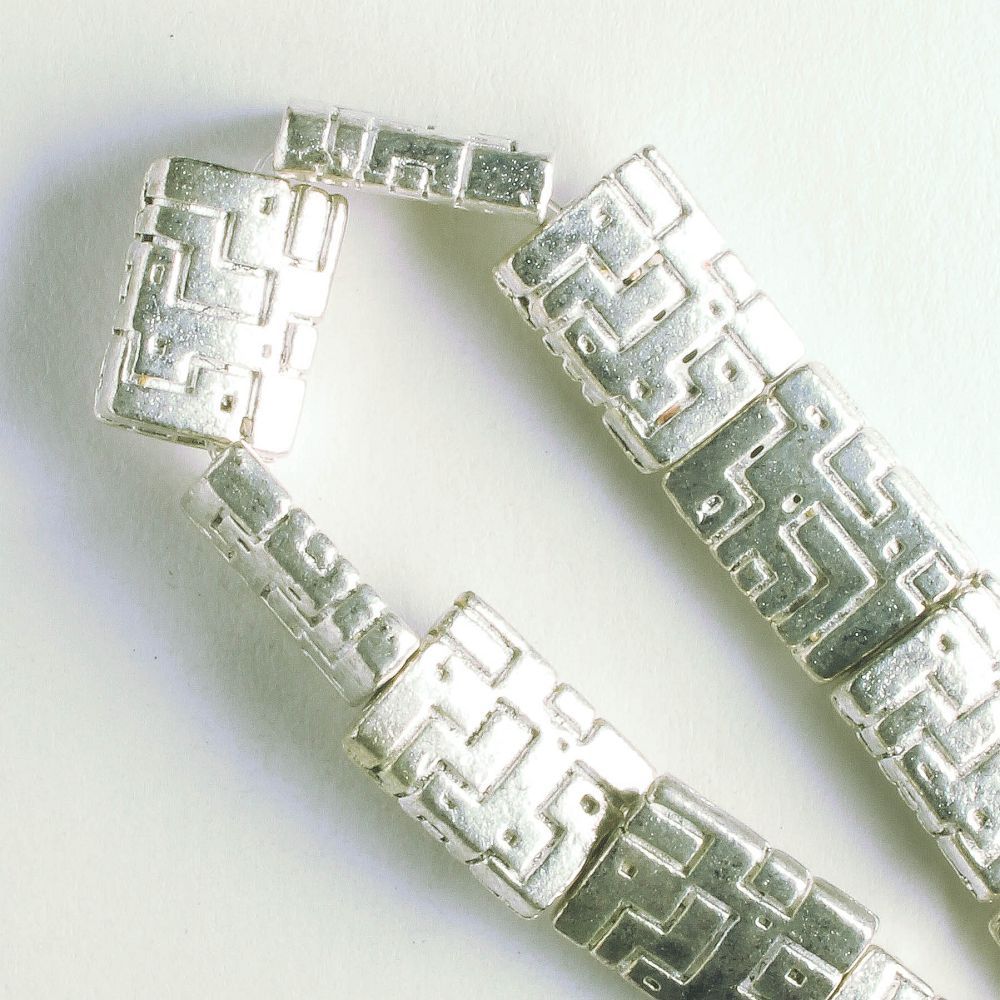 Pewter Beads, Silver Plated - 8" Strand