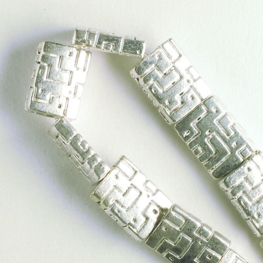 Pewter Beads, Silver Plated - 8" Strand