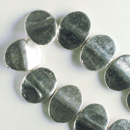 Pewter Beads, Silver Plated - 8" Strand