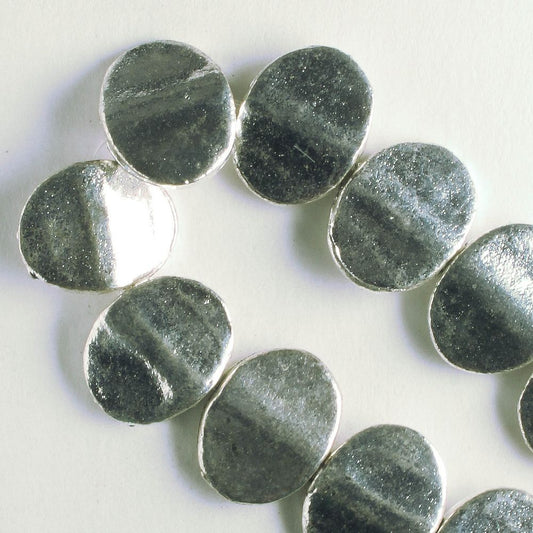 Pewter Beads, Silver Plated - 8" Strand