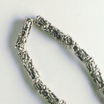 Pewter Beads, Silver Plated - 8" Strand