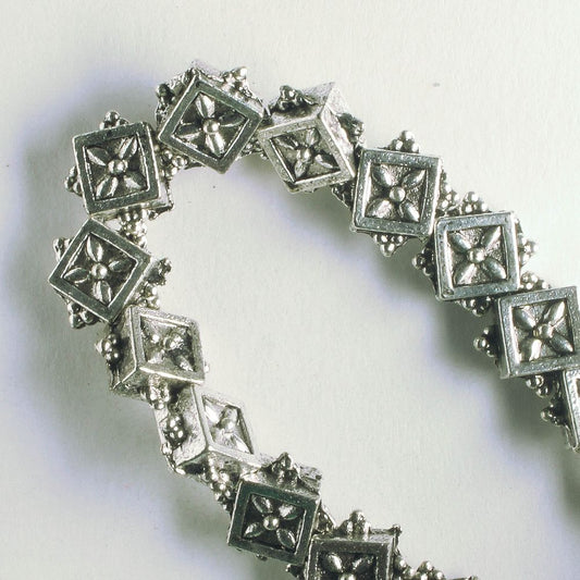 Pewter Beads, Silver Plated - 8" Strand