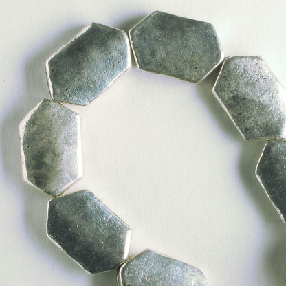 Pewter Beads, Silver Plated - 8" Strand