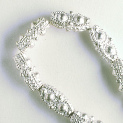 Pewter Beads, Silver Plated - 8" Strand