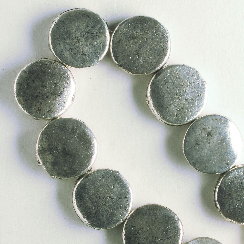 Pewter Beads, Silver Plated - 8" Strand