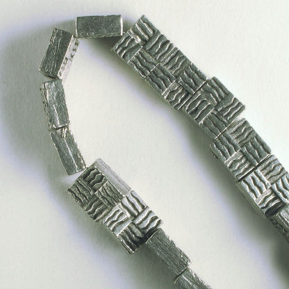 Pewter Beads, Silver Plated - 8" Strand