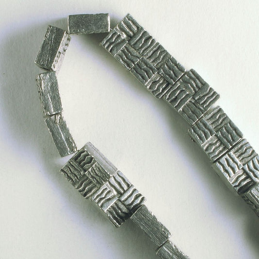 Pewter Beads, Silver Plated - 8" Strand