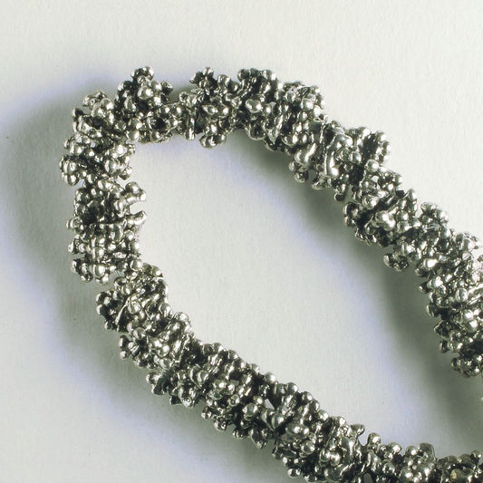 Pewter Beads, Silver Plated - 8" Strand