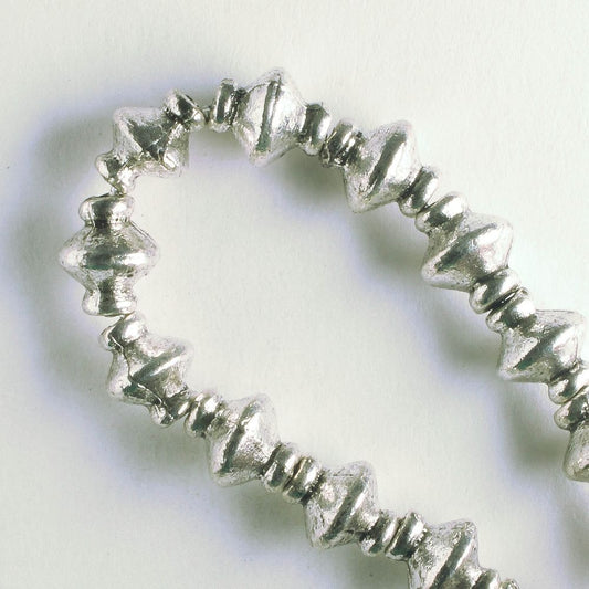 Pewter Beads, Silver Plated - 8" Strand