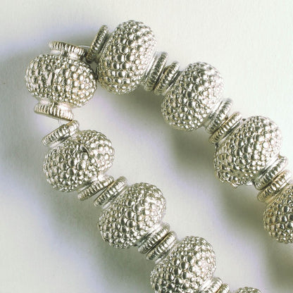 Pewter Beads, Silver Plated - 8" Strand