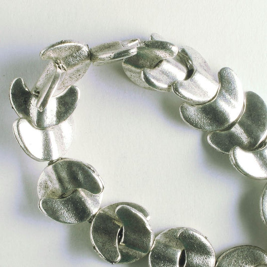 Pewter Beads, Silver Plated - 8" Strand