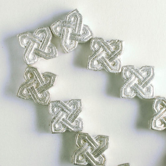 Pewter Beads, Silver Plated - 8" Strand