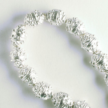 Pewter Beads, Silver Plated - 8" Strand