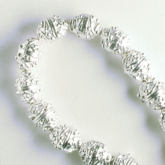 Pewter Beads, Silver Plated - 8" Strand