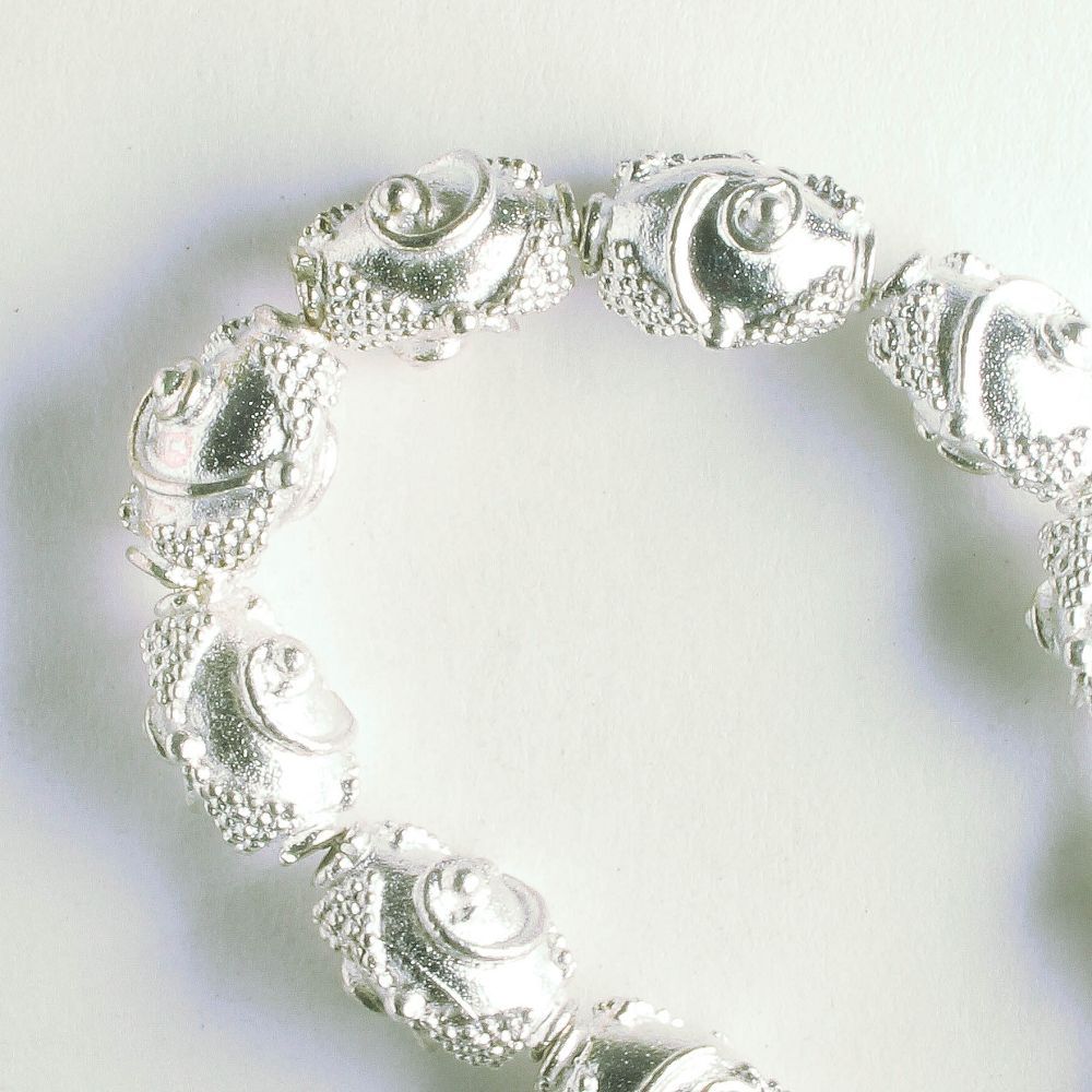 Pewter Beads, Silver Plated - 8" Strand