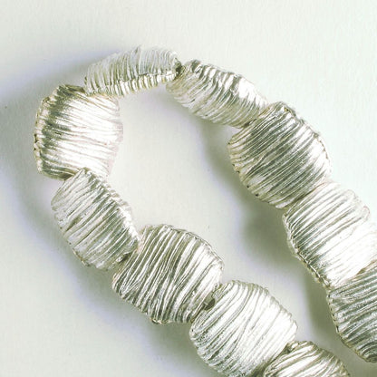 Pewter Beads, Silver Plated - 8" Strand