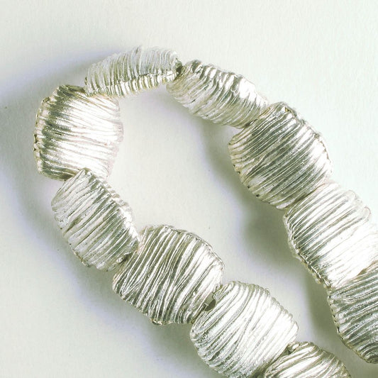 Pewter Beads, Silver Plated - 8" Strand