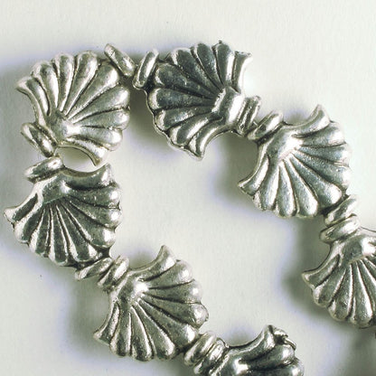 Pewter Beads, Silver Plated - 8" Strand