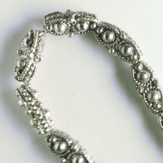 Pewter Beads, Silver Plated - 8" Strand