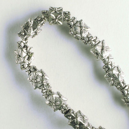 Pewter Beads, Silver Plated - 8" Strand