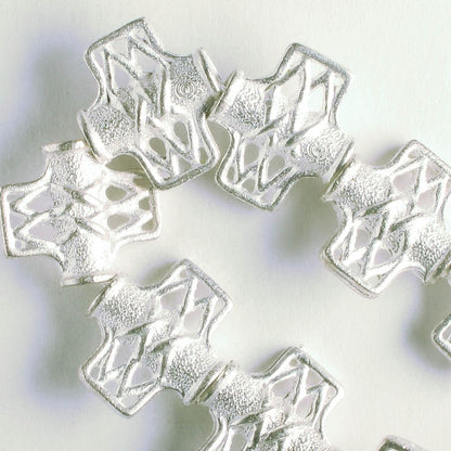 Pewter Beads, Silver Plated - 8" Strand