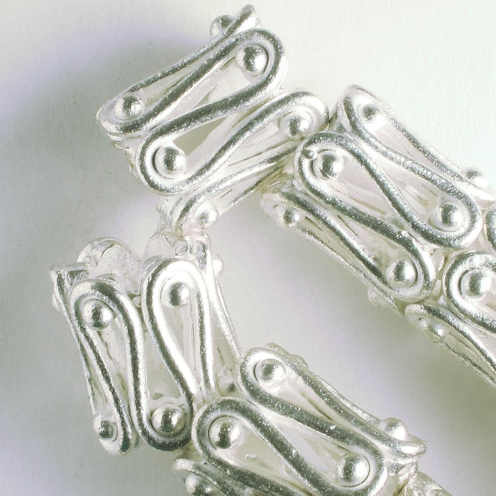 Pewter Beads, Silver Plated - 8" Strand