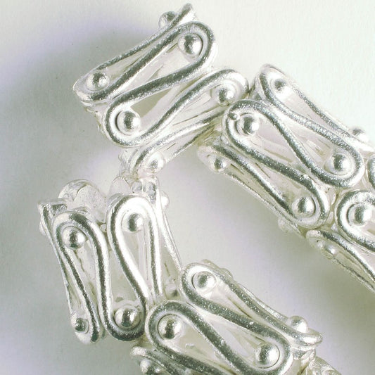 Pewter Beads, Silver Plated - 8" Strand