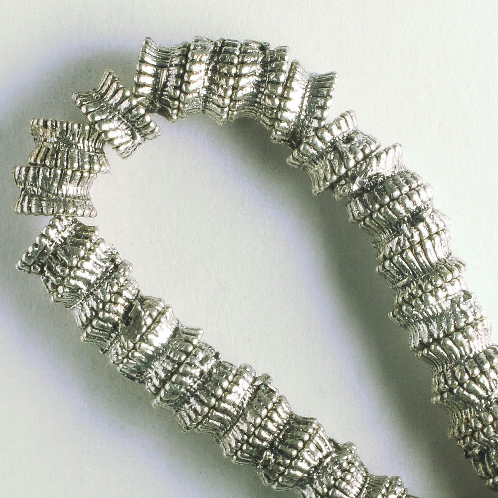 Pewter Beads, Silver Plated - 8" Strand