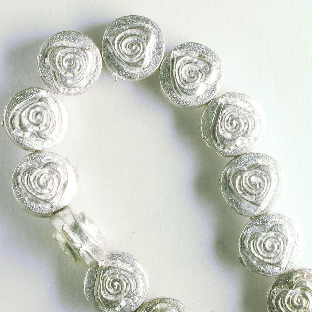 Pewter Beads, Silver Plated - 8" Strand