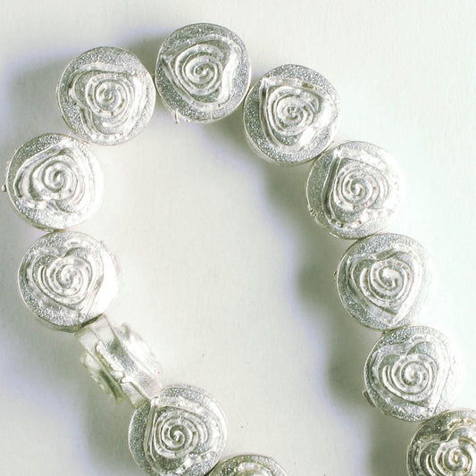 Pewter Beads, Silver Plated - 8" Strand