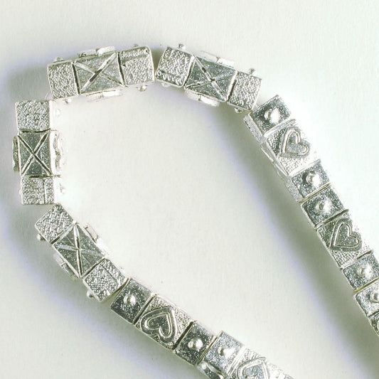 Pewter Beads, Silver Plated - 8" Strand