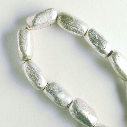 Pewter Beads, Silver Plated - 8" Strand