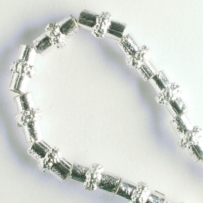 Pewter Beads, Silver Plated - 8" Strand