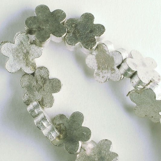 Pewter Beads, Silver Plated - 8" Strand