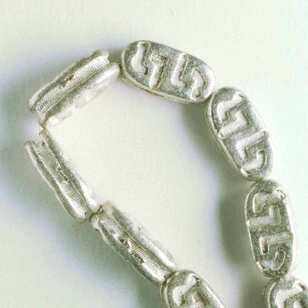 Pewter Beads, Silver Plated - 8" Strand