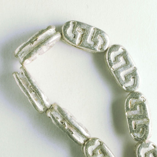 Pewter Beads, Silver Plated - 8" Strand