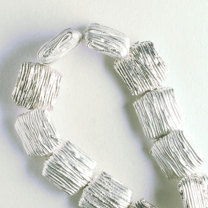 Pewter Beads, Silver Plated - 8" Strand