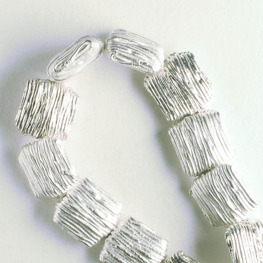 Pewter Beads, Silver Plated - 8" Strand