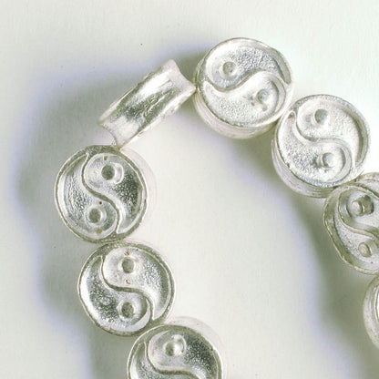 Pewter Beads, Silver Plated - 8" Strand