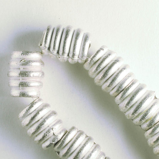Pewter Beads, Silver Plated - 8" Strand