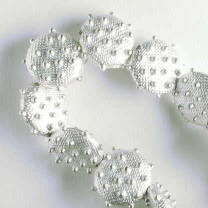 Pewter Beads, Silver Plated - 8" Strand