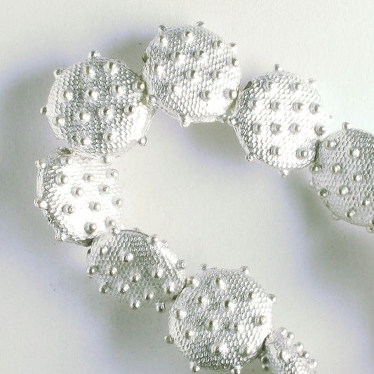 Pewter Beads, Silver Plated - 8" Strand