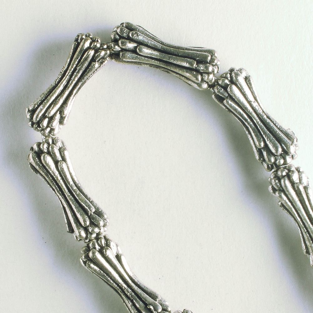 Pewter Beads, Silver Plated - 8" Strand