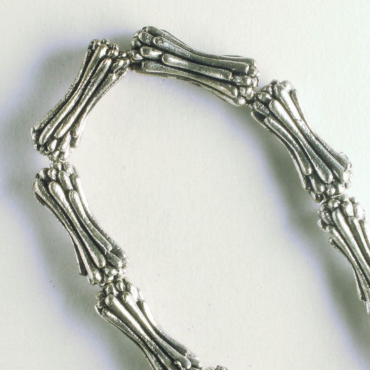 Pewter Beads, Silver Plated - 8" Strand