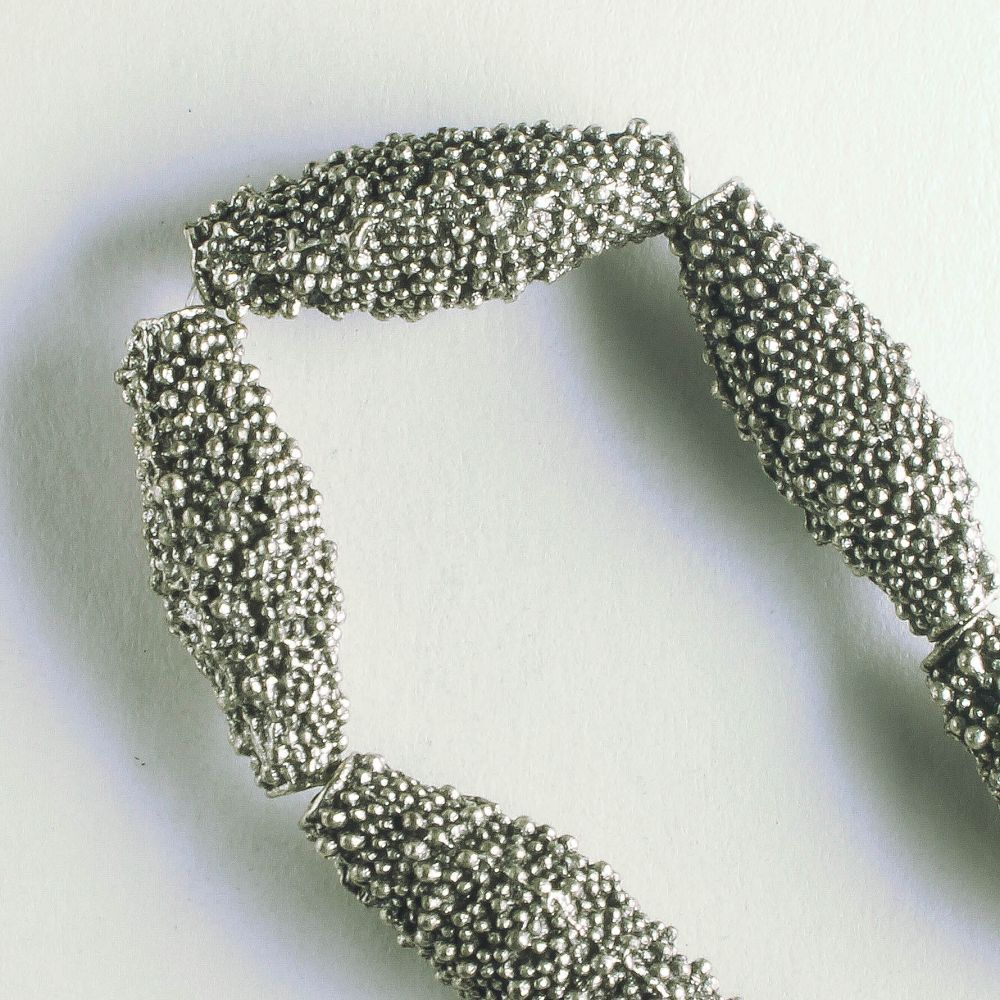 Pewter Beads, Silver Plated - 8" Strand