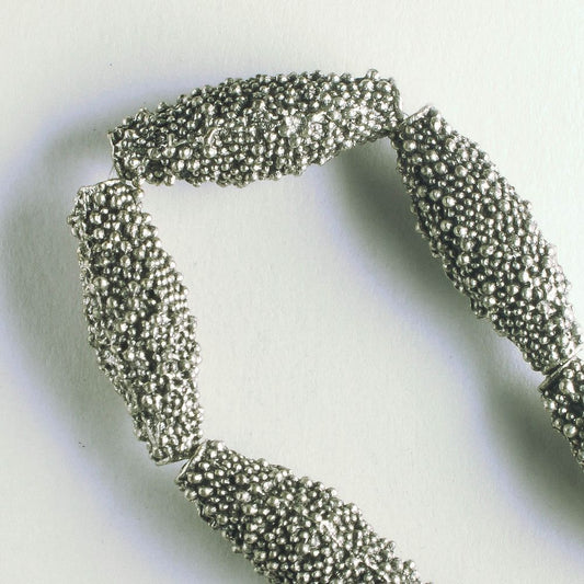 Pewter Beads, Silver Plated - 8" Strand